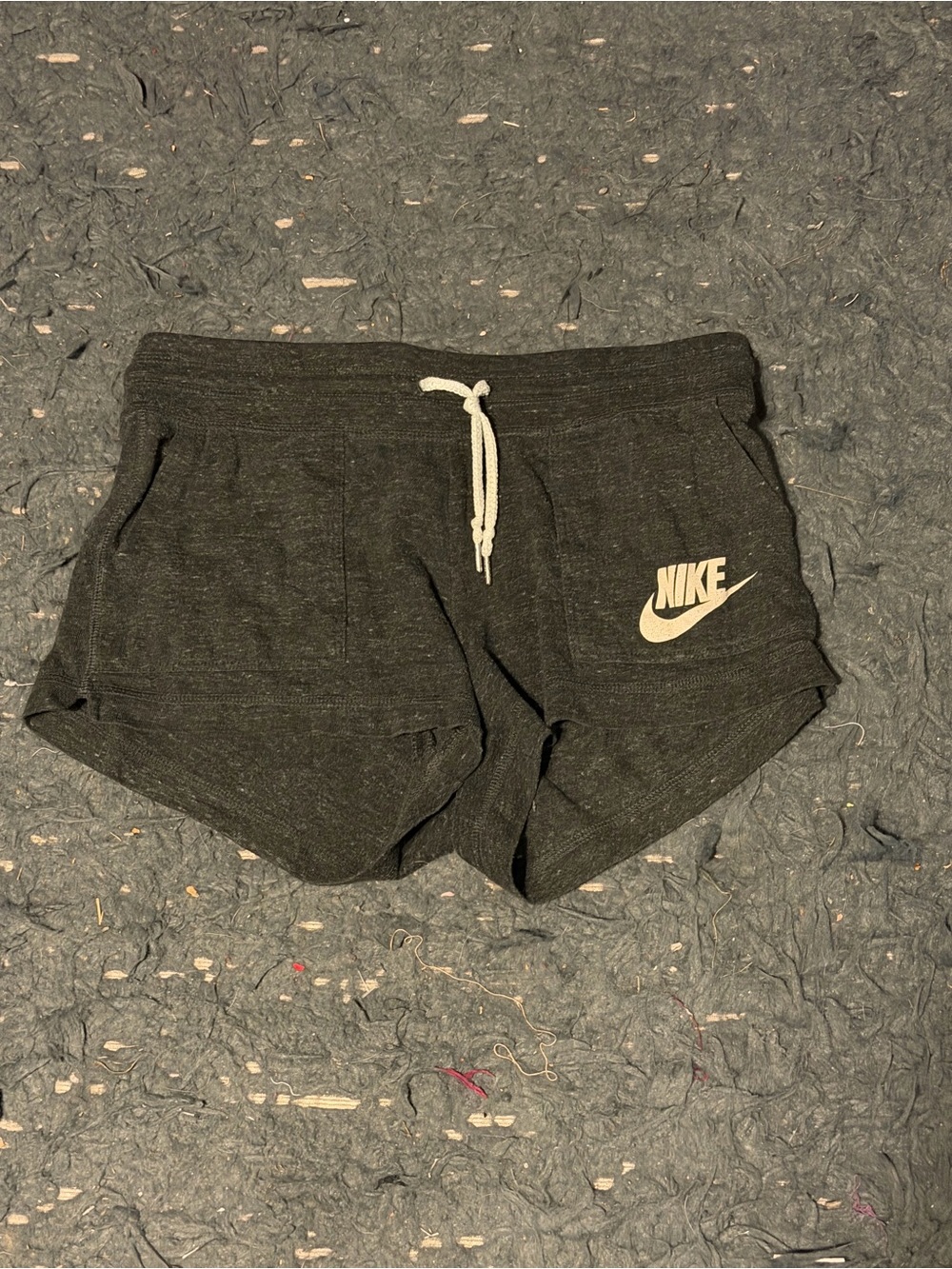 Nike Women's Dark Gray Athletic Shorts with White Logo
